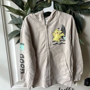 Pokémon surfing Pikachu Beige Zip-Up Hoodie for Kids